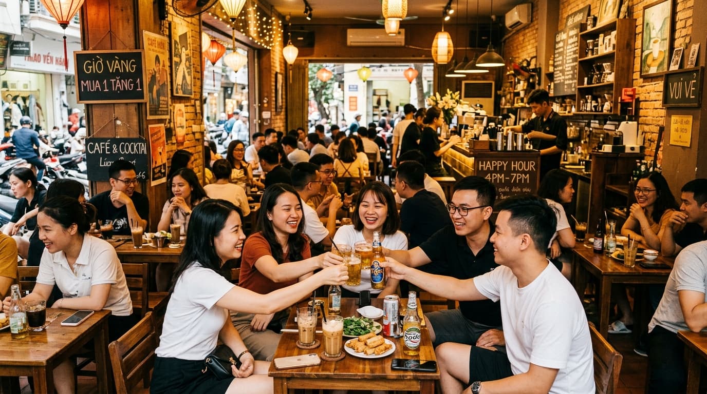 Ảnh minh họa: quán đông khách vào khung giờ khuyến mãi buổi chiều